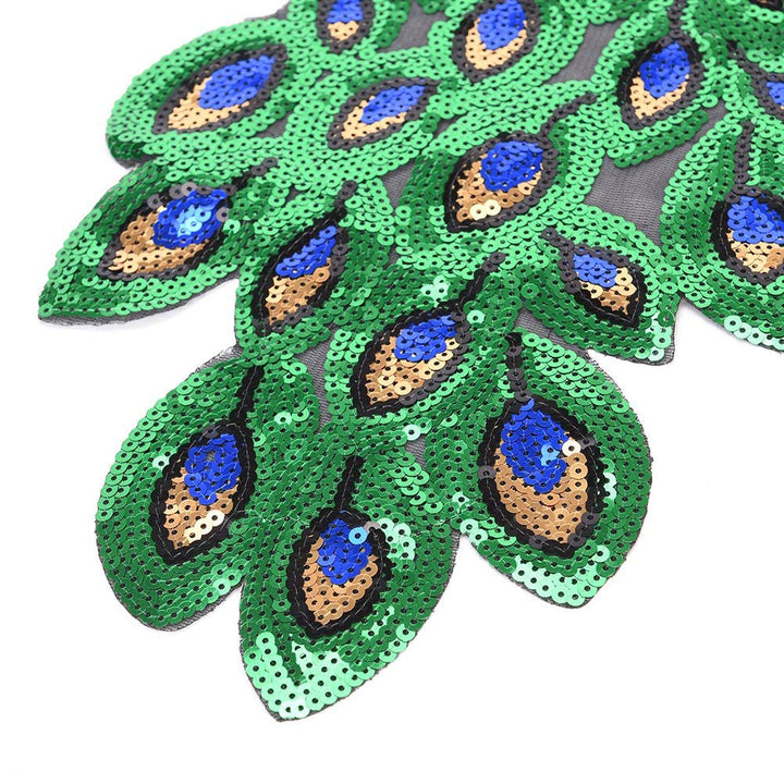2 Pack Colorful Sequins Peacock Patch Iron On/Sew on Embroidered Applique Patch Craft Fashion Accessories for DIY Clothes