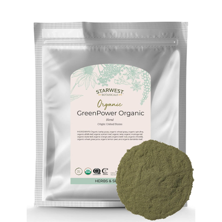 Organic GreenPower Blend - Healthy Greens Superfood Powder, Super Green Drink Mix, Natural Energy Support for Women & Men, Packed with Fruits & Vegetables, Non-GMO - Bulk 1 lb Bag