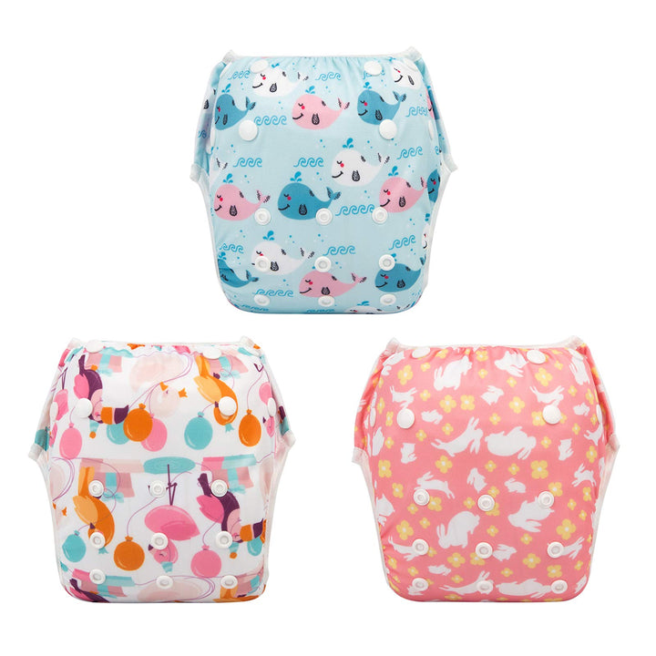 Babygoal Baby & Toddler Girl and Boy Swim Diapers, Reusable Adjustable Washable One Size Fits 6M-3T Gifts and Swimming Lessons 3 Pack 3ZSD08