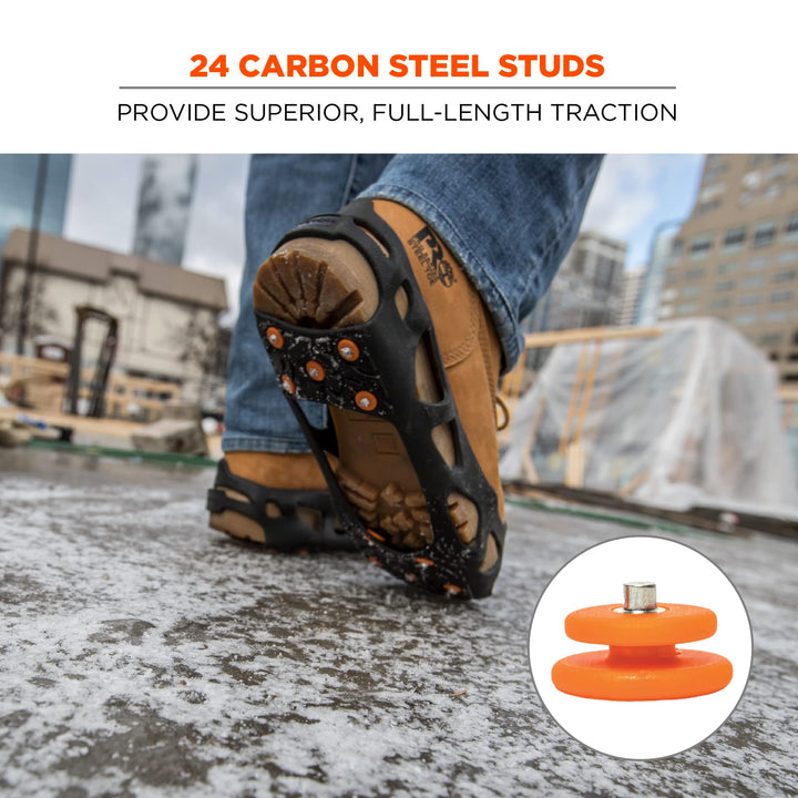 TREX 6304 Performance Traction Cleat Grips Ice and Snow, One-Piece Easily Attaches Over Shoe/Boot with Carbon Steel Spikes to Provide Anti-Slip Solution, Large,Black