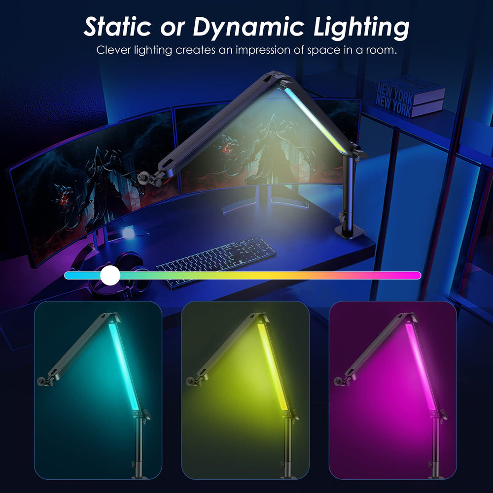 RGB Mic Boom Arm for Fifine, HyperX QuadCast 1/2 / QuadCast S/SoloCast, Shure SM7B / MV7, Blue Yeti, Rode, Shure, Razer, Gaming Mic and Most Microphones using 3/8 to 5/8 Adapter