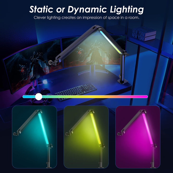 RGB Mic Boom Arm for Fifine, HyperX QuadCast 1/2 / QuadCast S/SoloCast, Shure SM7B / MV7, Blue Yeti, Rode, Shure, Razer, Gaming Mic and Most Microphones using 3/8 to 5/8 Adapter