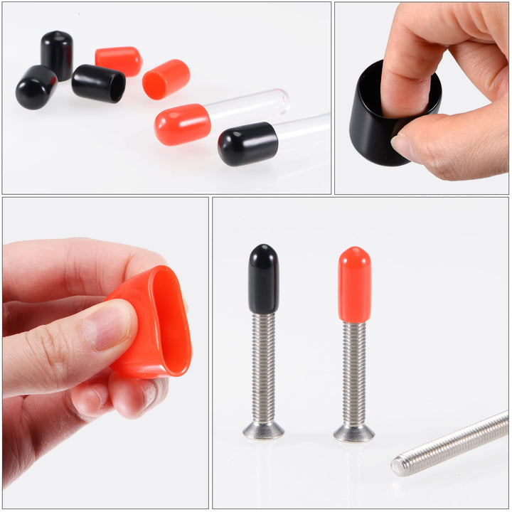 25pcs Round Rubber End Caps 1/4 3/8 1/2 5/8 3/4 Black Vinyl Cover Screw Thread Protectors Assortment Kit