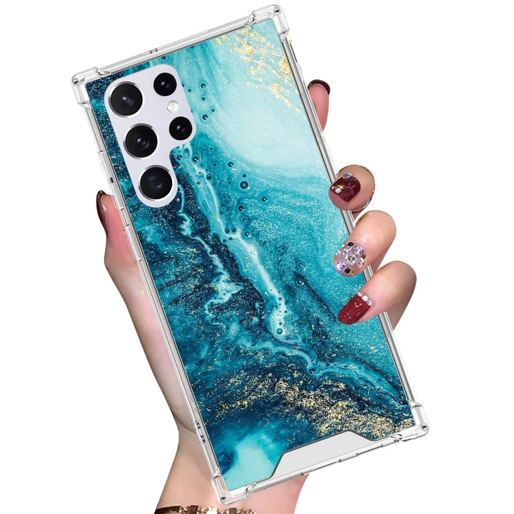 Samsung Galaxy S22 Ultra Case Blue Beach for Women Men, Durable PC Back/Clear Soft TPU Bumper,Reinforced Corners Shockproof Protective Phone Case for Samsung Galaxy S22 Ultra 6.8 Inch 2022