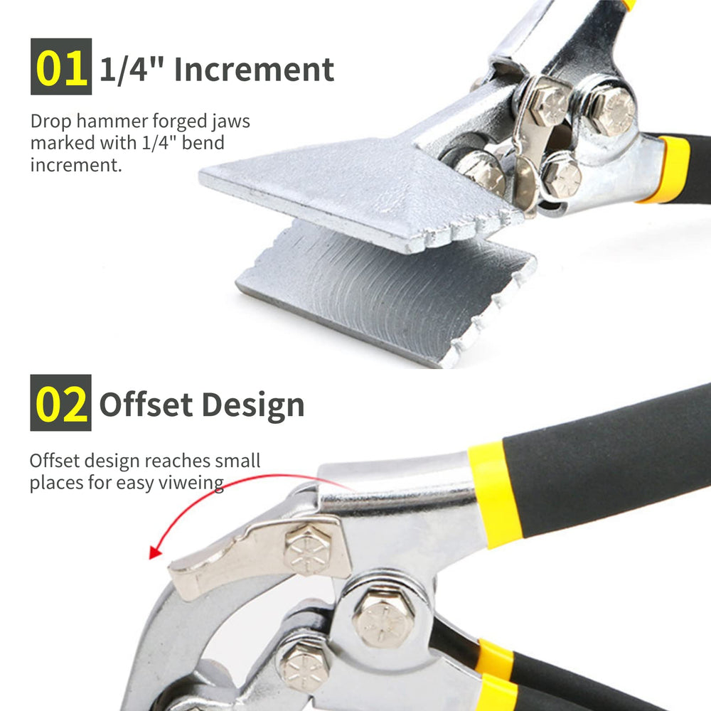 Bending Pliers,Sheet Metal Steel Hand Clamp Seamer Pliers,with Non-Slip Handle,for Bending Pliers Flattening Tool(Curved)