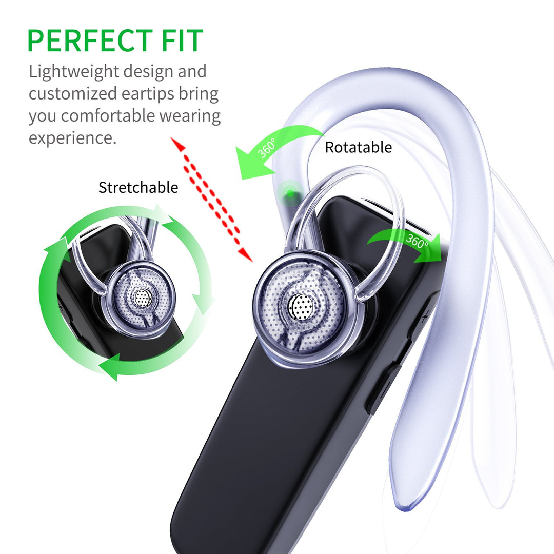 Bluetooth Headset, Wireless Business Earpiece V4.1 Lightweight Noisy Suppression Bluetooth Earphone with Microphone for Phone/Laptop/Car(Blue+Case)