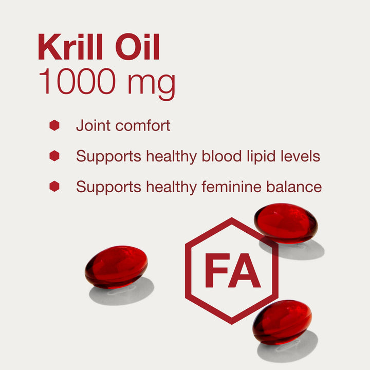 Krill Oil 1,000mg - Extra Strength Krill Oil Supplement - DHA & EPA - with Astaxanthin - Support Heart, Brain, Joints - Non-GMO & Halal - 60 Softgels