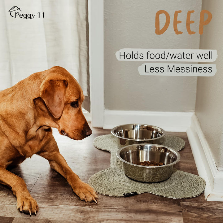 Deep Stainless Steel Anti-Slip Dog Bowls - 2-Pack, 6 Cups