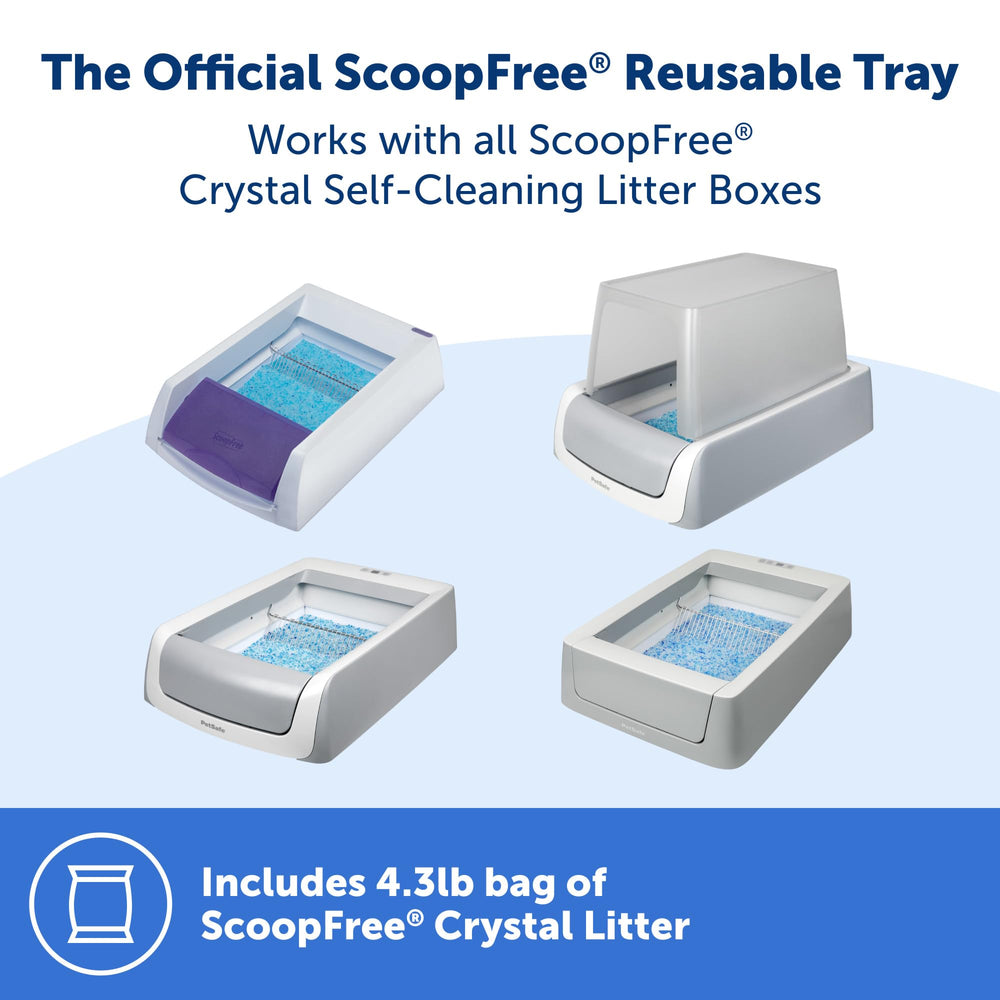 Official ScoopFree Crystal Reusable Tray - Compatible with ScoopFree Crystal Automatic Self-Cleaning Litter Boxes, Includes 4.3 lb of Premium Non Clumping Crystal Litter, Fresh Scent