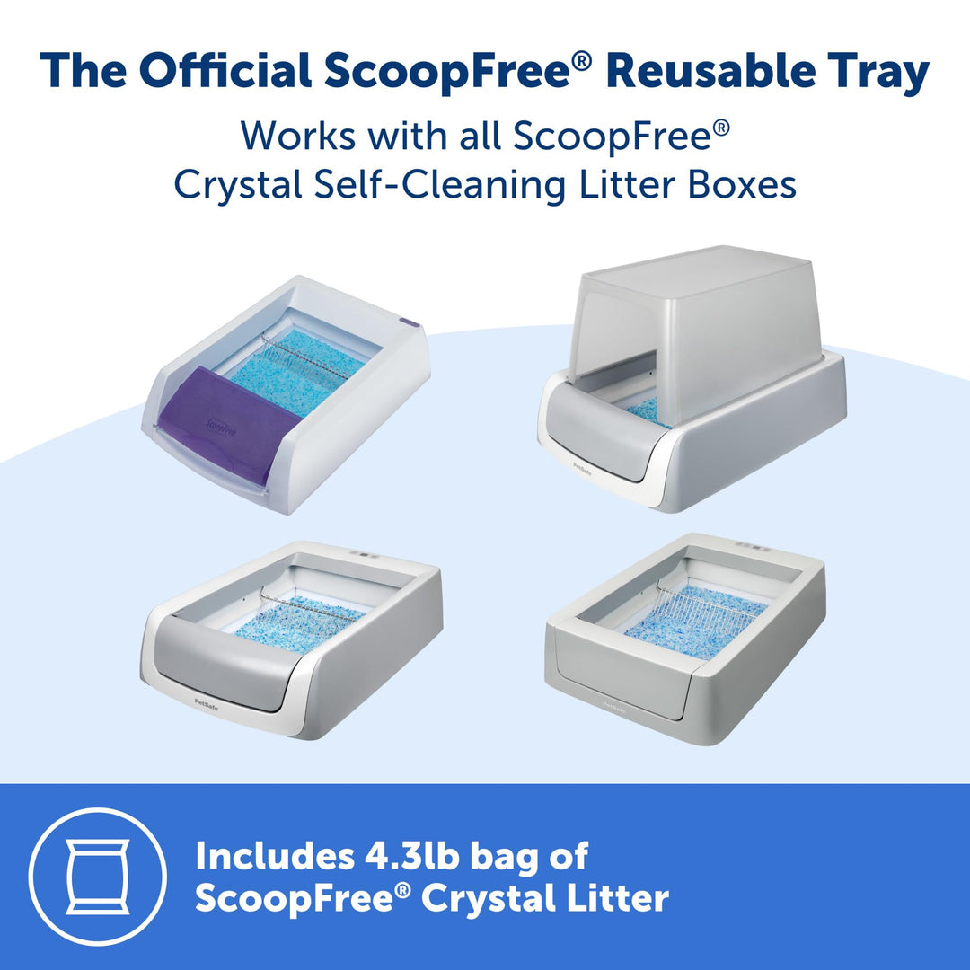 Official ScoopFree Crystal Reusable Tray - Compatible with ScoopFree Crystal Automatic Self-Cleaning Litter Boxes, Includes 4.3 lb of Premium Non Clumping Crystal Litter, Fresh Scent