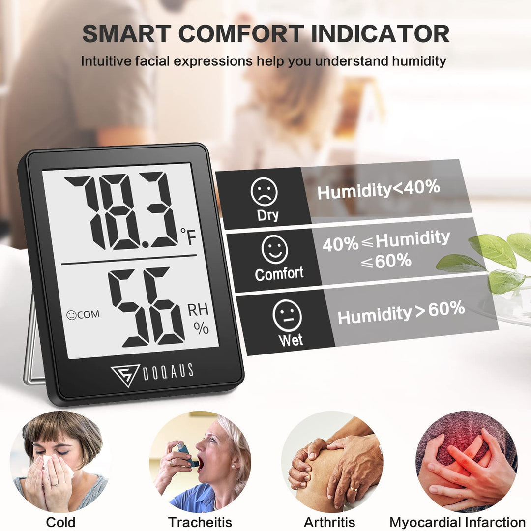 Digital Hygrometer, 2 Pack Indoor Thermometer, Humidity Meter with 5s Fast Refresh, Temperature Humidity Monitor Meter for Baby Room, Living Room, Basement, Greenhouse, Office, Humidors