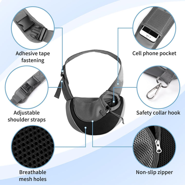 Pet Dog Sling Carrier Breathable Mesh Travel Safe Sling Bag Carrier for Dogs Cats
