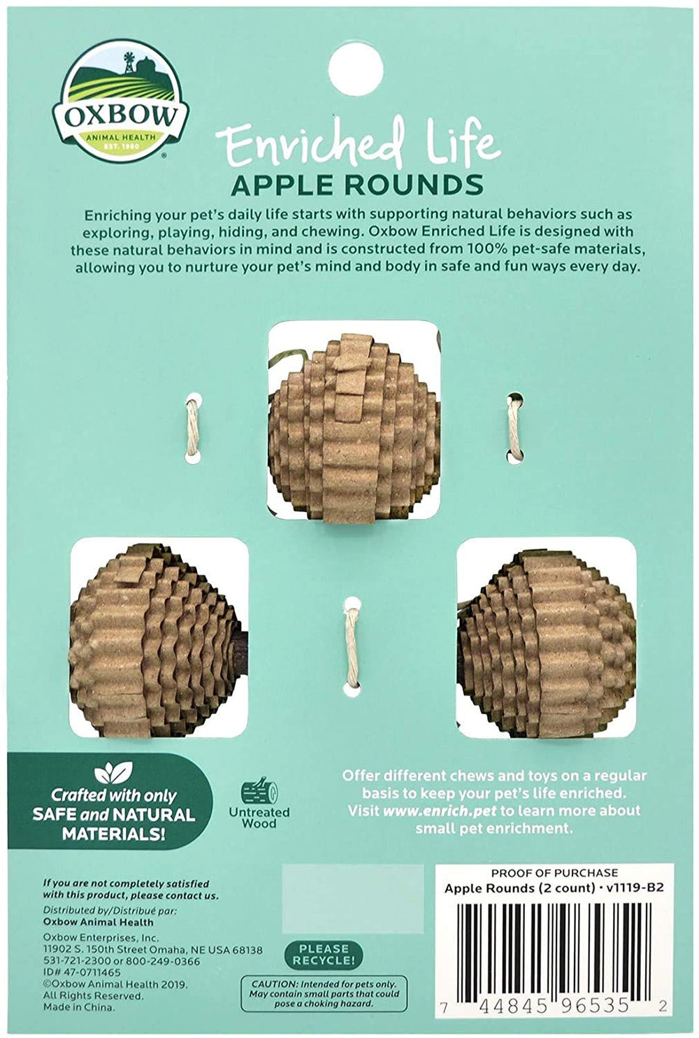 Animal Health 6 Pack of Enriched Life Apple Rounds Small Pet Chew Toys