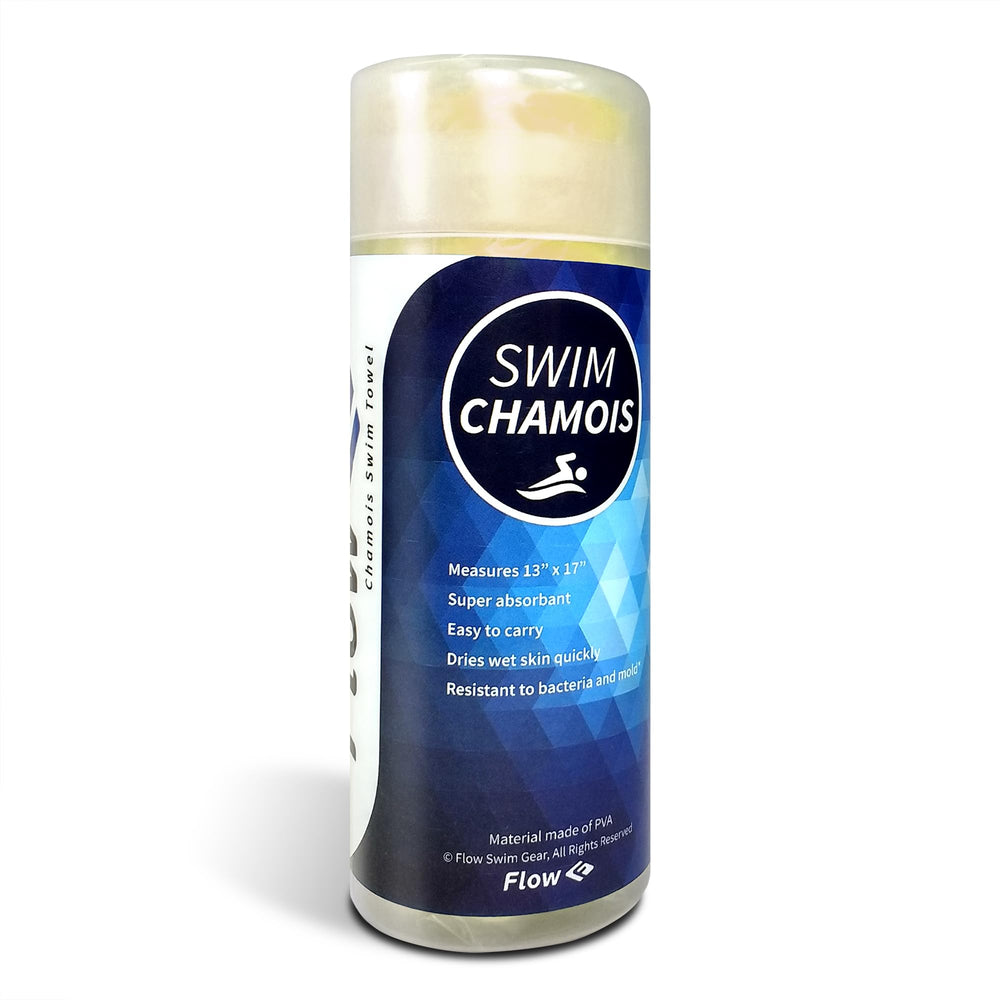 Flow Swim Chamois - Quick Dry Towel for Swimming, Diving, Triathlons, and Other Water Sports (Yellow)