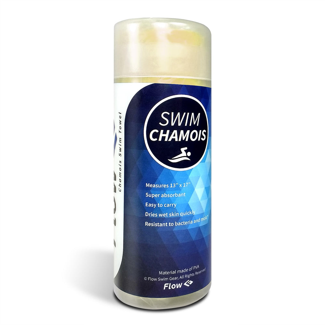 Flow Swim Chamois - Quick Dry Towel for Swimming, Diving, Triathlons, and Other Water Sports (Yellow)