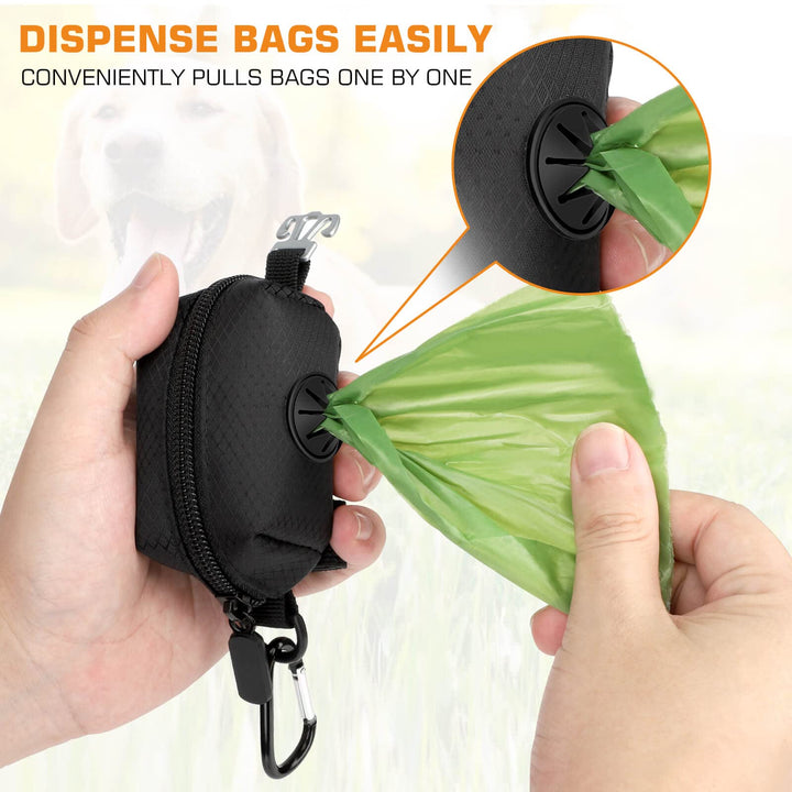 Dog Poop Bag Dispenser with Used Waste Bag Holder Carrier - Improved Elastic Strap & Metal Buckle Greatly fits Any Dog Leash | Bags Not Included