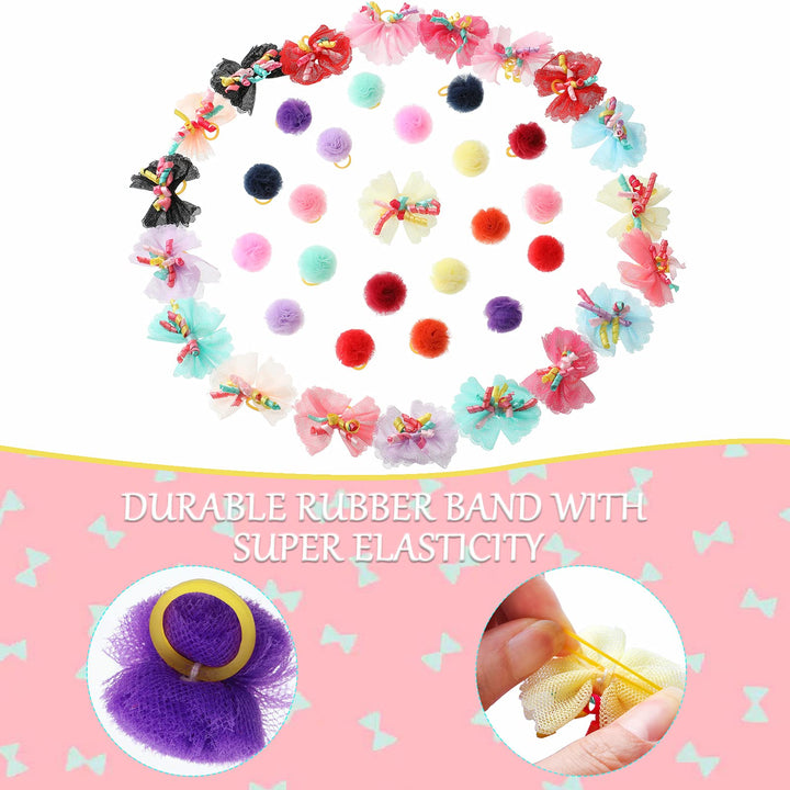 40 Pieces Small Dog Bows Dog Hair Accessories with Rubber Bands Dog Topknot Bows Mixed Colors Pet Hair Accessories for Puppy Pet Dog