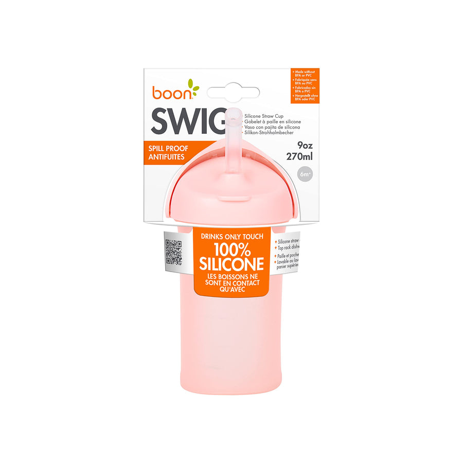 Swig Toddler Silicone Straw Cup, 9 Ounces Pink