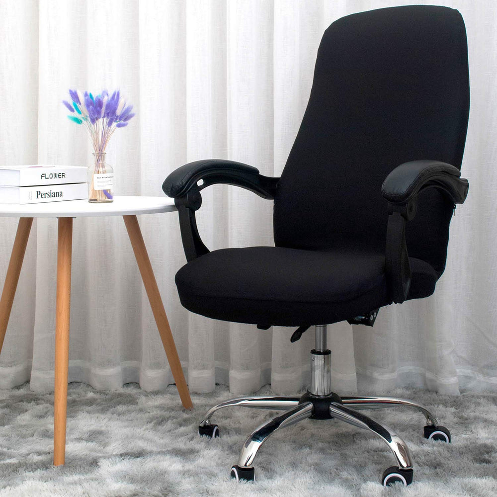 Office Chair Cover - Universal Stretch Desk Chair Cover, Computer Chair Slipcovers (Size: L) - Black