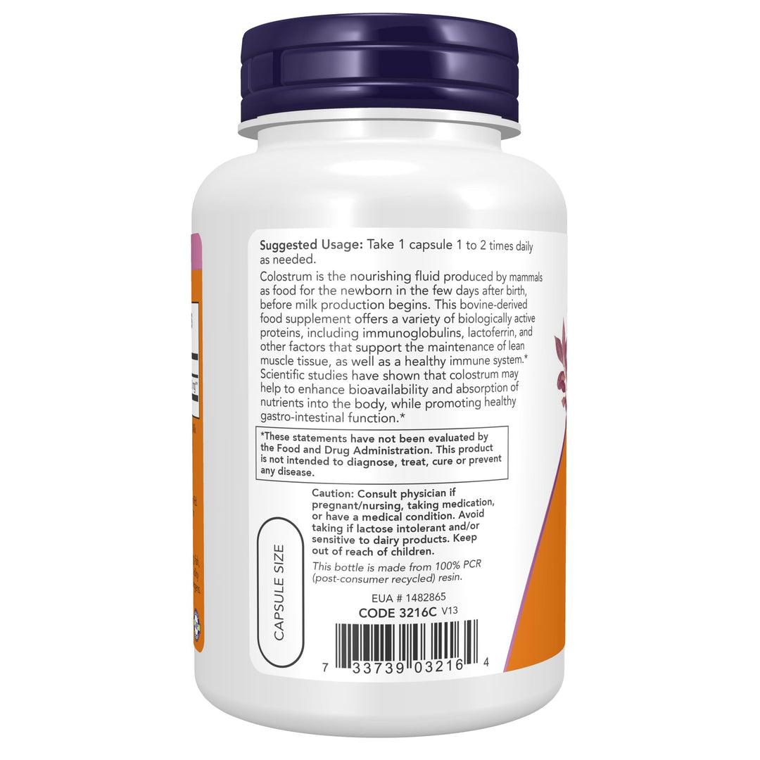 Supplements, Colostrum Powder, Naturally occurring Immunoglobulins and Lactoferrin, 3-Ounce