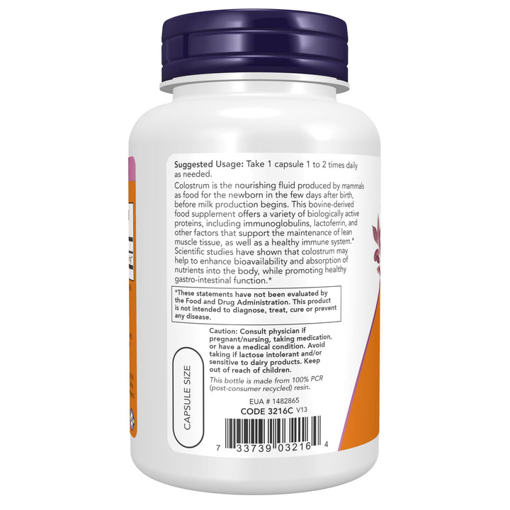 Supplements, Colostrum Powder, Naturally occurring Immunoglobulins and Lactoferrin, 3-Ounce