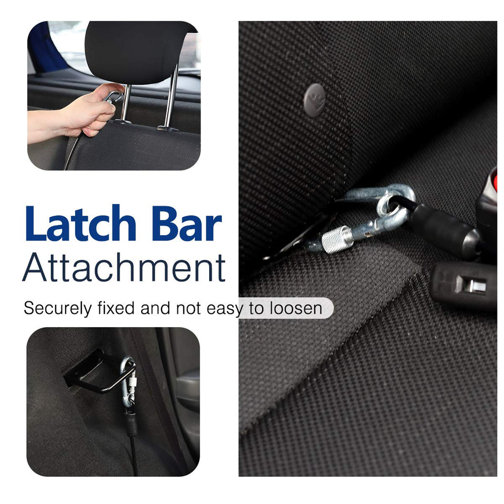 DogSeatbelt, Chew-Proof Leash Extender, Coated Steel Rope Restraint Car Safety Seat Belt Clip Strap, 360° Rotation Hook Heavy Duty Carabiner Steel Cable Dog Headrest Support, 26 Inch, Black