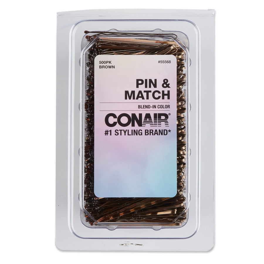 Bobby Pins In Tub, Brown, 500 Pack