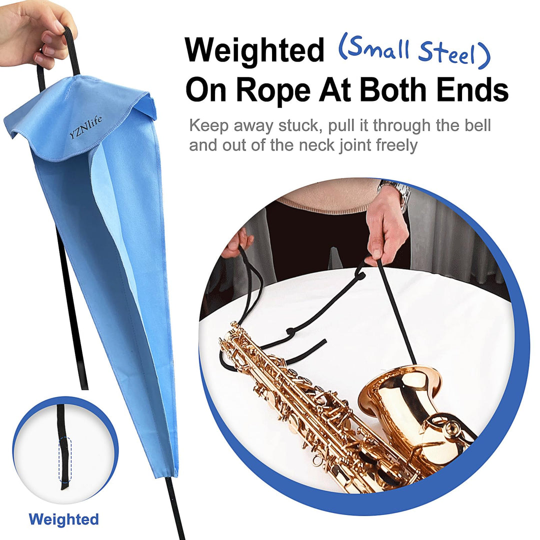 Saxophone Cleaning kit, with Case for Alto Tenor Clarinet Flute and other Wind & Woodwind Struments Including Sax Cleaning Cloth(4pcs),Mouthpiece Brush Thumb Rest Cushion Reed Case,(Blue)