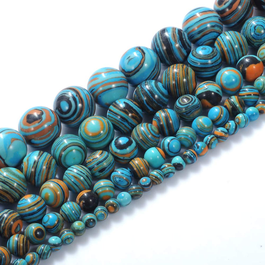 Natural Stone Beads 8mm Blue Malachite Gemstone Round Loose Beads Crystal Energy Stone Healing Power for Jewelry Making DIY,1 Strand 15