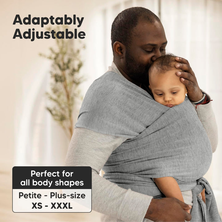 Baby Wrap Carrier By Keababies - All-In-1 Stretchy Baby Wraps - Baby Sling - Infant Carrier - Babys Wrap - Hands Free Babies Carrier Wraps|Great Baby Shower Gift (Classic Gray)