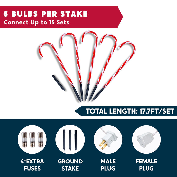 23 Christmas Candy Cane Pathway Markers Lights, Set of 12 Christmas Pathway Lights with White Lights for Indoor and Outdoor Christmas Decorations