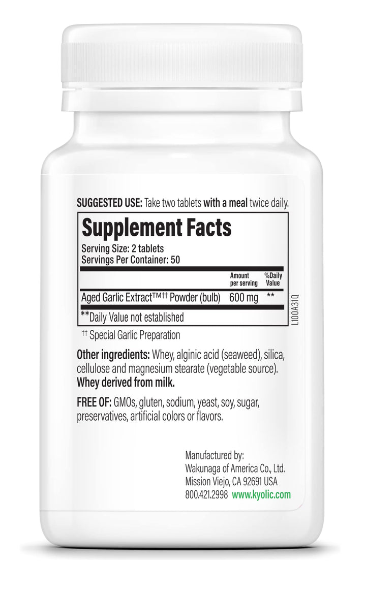 Aged Garlic Extract Formula 100, Original Cardiovascular, 100 Tablets (Packaging May Vary)