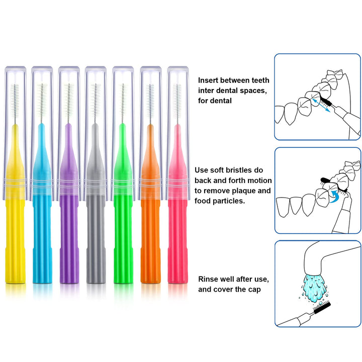 100 Pieces Braces Brush for Cleaner Interdental Brush Toothpick Dental Flossing Head Oral Hygiene Flosser Tooth Cleaning Tool (Stylish Colors)