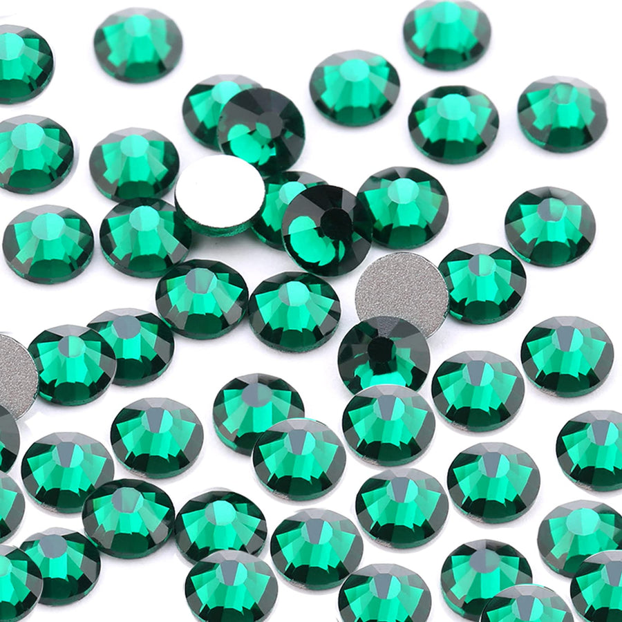 720Pieces SS20 Flatback Rhinestones, 4.8MM Glass Crystal Rhinestones for Craft Nails Dance Costumes, Flat Back Nail Crystals, Non Hotfix Rhinestones (SS20 / 4.8MM, Green/Emerald)