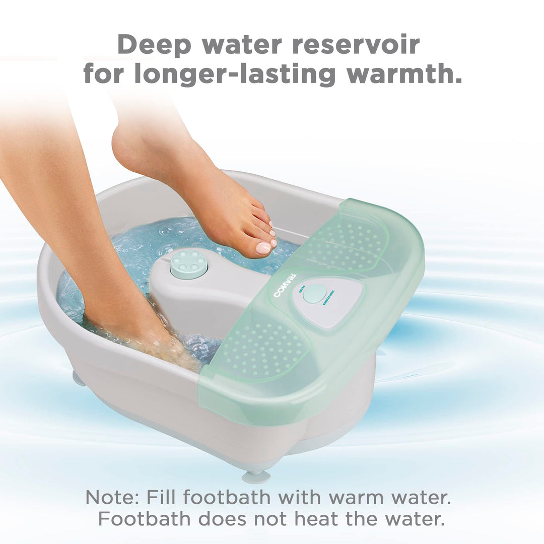 Soothing Pedicure Foot Spa Bath with Bubbles, Deep Basin Relaxing Foot Bath with Jets, Seafoam/White