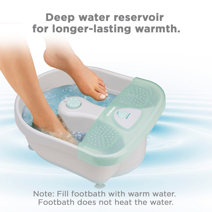 Soothing Pedicure Foot Spa Bath with Bubbles, Deep Basin Relaxing Foot Bath with Jets, Seafoam/White