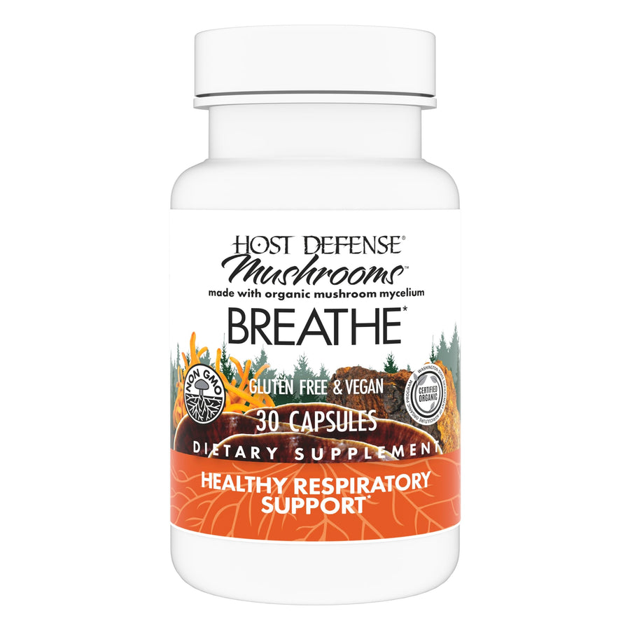 Breathe* Capsules - Immune & Respiratory Support Mushroom Supplement - Herbal Lung Health Supplement with Chaga, Reishi & Cordyceps - 30 Capsules (15 Servings)*