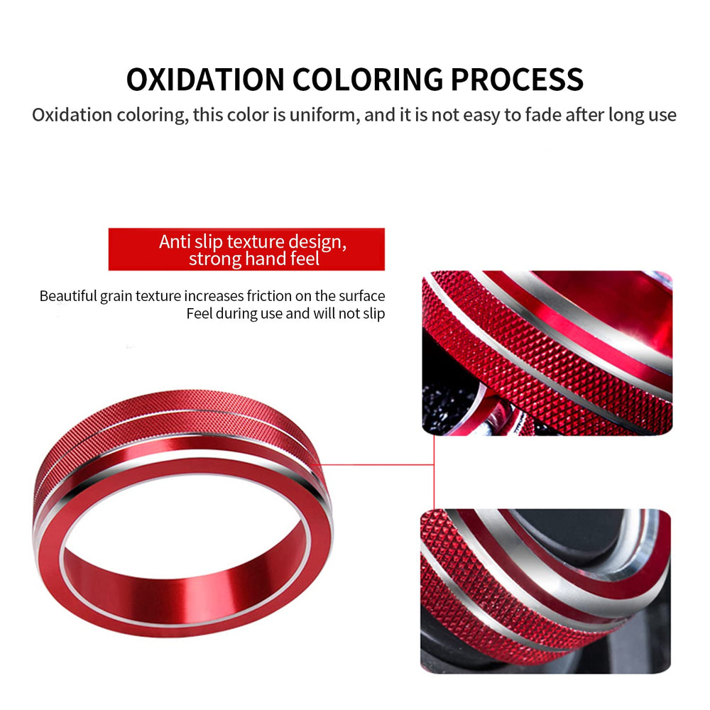 for Honda Civic Accessories Door Speaker Engine Start Button SYNC AUTO Knob Cover Center Control Sticker Compatible with Honda Civic 10th Gen 2016-2021 (Red, 5PCS)