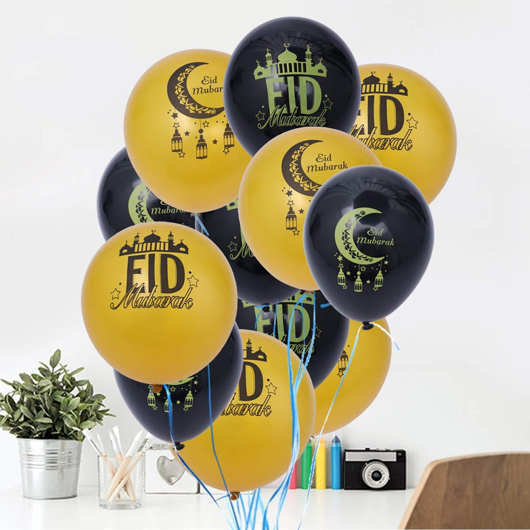 Eid Mubarak Latex Balloons,Eid Islamic Decoration Ornament,12-inch,12Pcs
