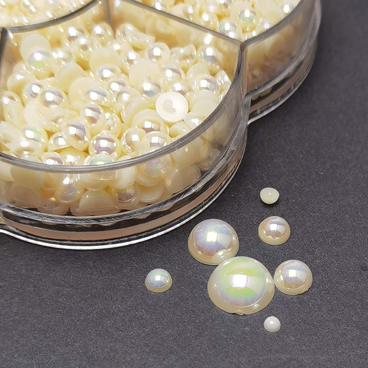 3000PCS 1 Box Ivory Round Flatback Half Pearls Bead Loose Beads Gem (Ivory Half Ball)