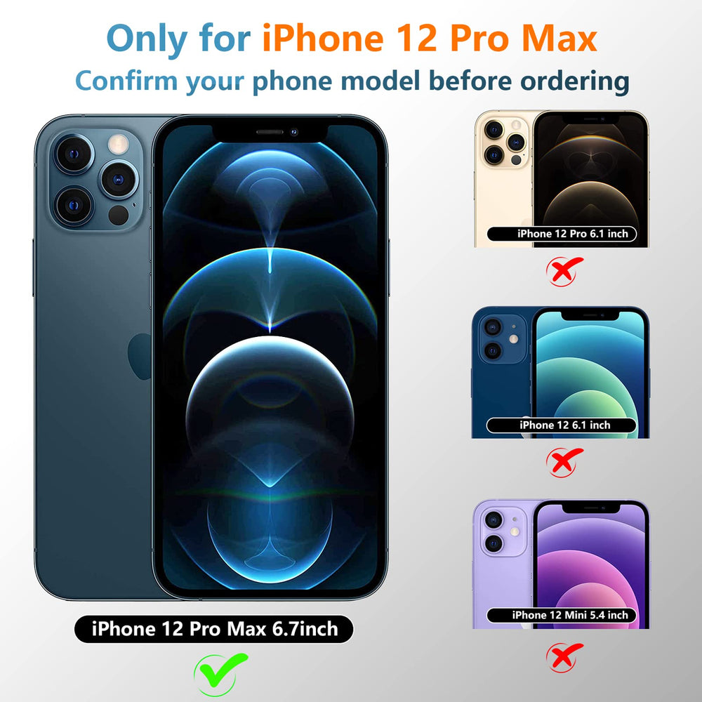 Case with Built-in Screen Protector Full Body Rugged Heavy Duty Shockproof Dustproof IP68 Waterproof Phone Case for iPhone 12 Pro Max 6.7 inch (Black)
