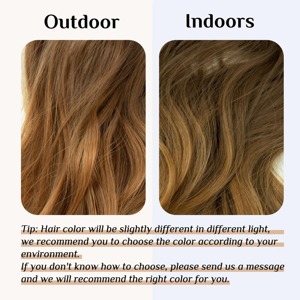 Ombre Invisible Wire Hair Extensions with 3 Clips Long Synthetic Wavy Curly Hairpiece Adjustable Transparent Headband for Women 18 Inch Brown to Golden
