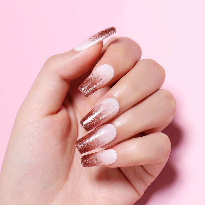 Shellac Soak Off UV LED Gel Nail Polish - Tinsel Toast Gold Diamond (016) 10ml
