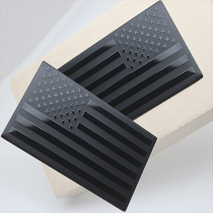 Metal American Flag Emblem Decal,Black American Flag Decal,for Car, Truck or SUV,5x3(Matte Black 1 Pair)