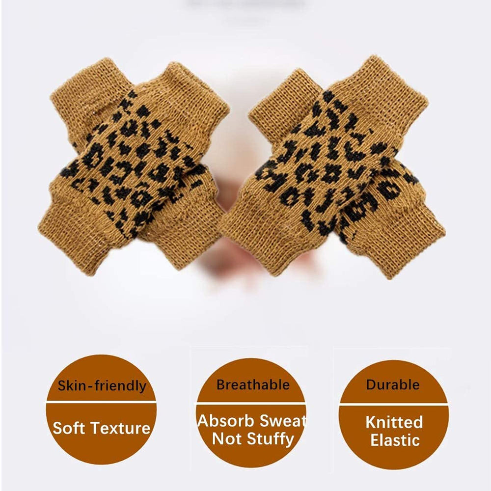 Pet Dog Elbow Protector Dog Elbow Sleeve, 2PCS Front Leg and 2PCS Back Leg Brace, Dog Elbow Wrap, Dog Leg Warmer Wrap Protector, Pet Elastic Knitted Breathable Protective Socks Khaki XL