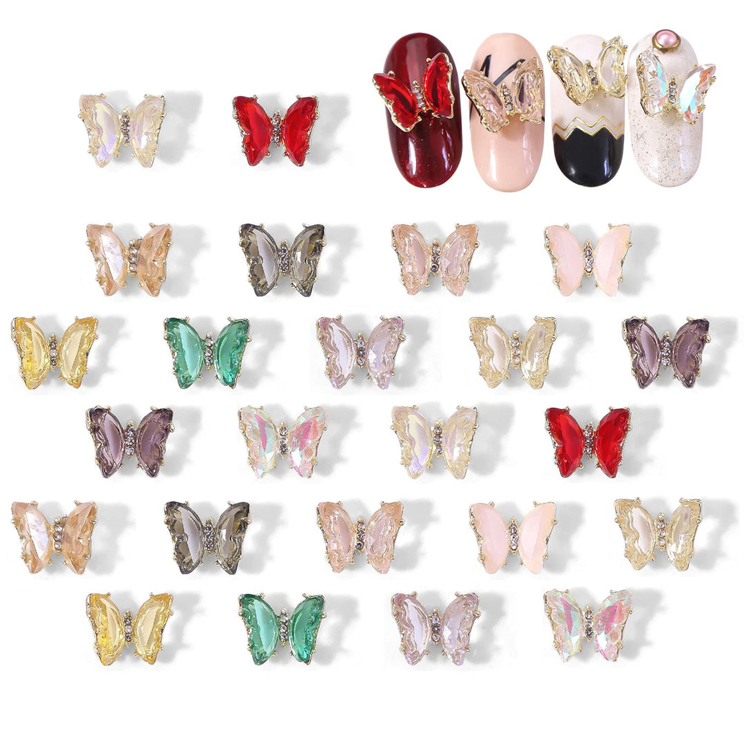 24pcs Zircon Butterflies 3D Nail Charms For Nail Art 3D Luxury Alloy Nail Art Accessories Charms For Nails Nail Butterflies For Acrylic Nails 3d Butterfly Nail Art Crystals Rhinestones Gems