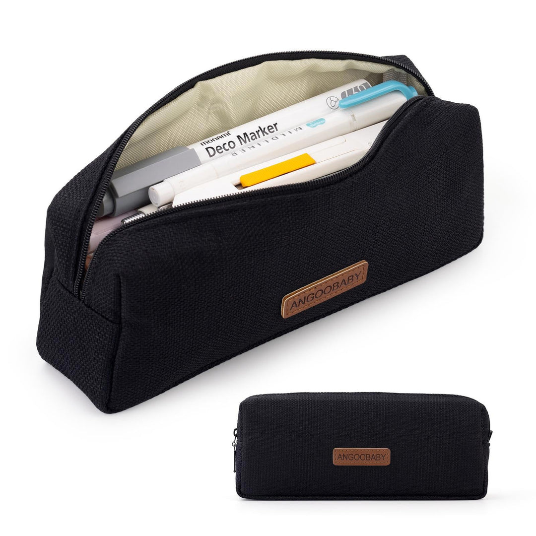 Small Pencil Case Student Pencil Pouch Coin Pouch Cosmetic Bag Office Stationery Organizer for Teen School - Black