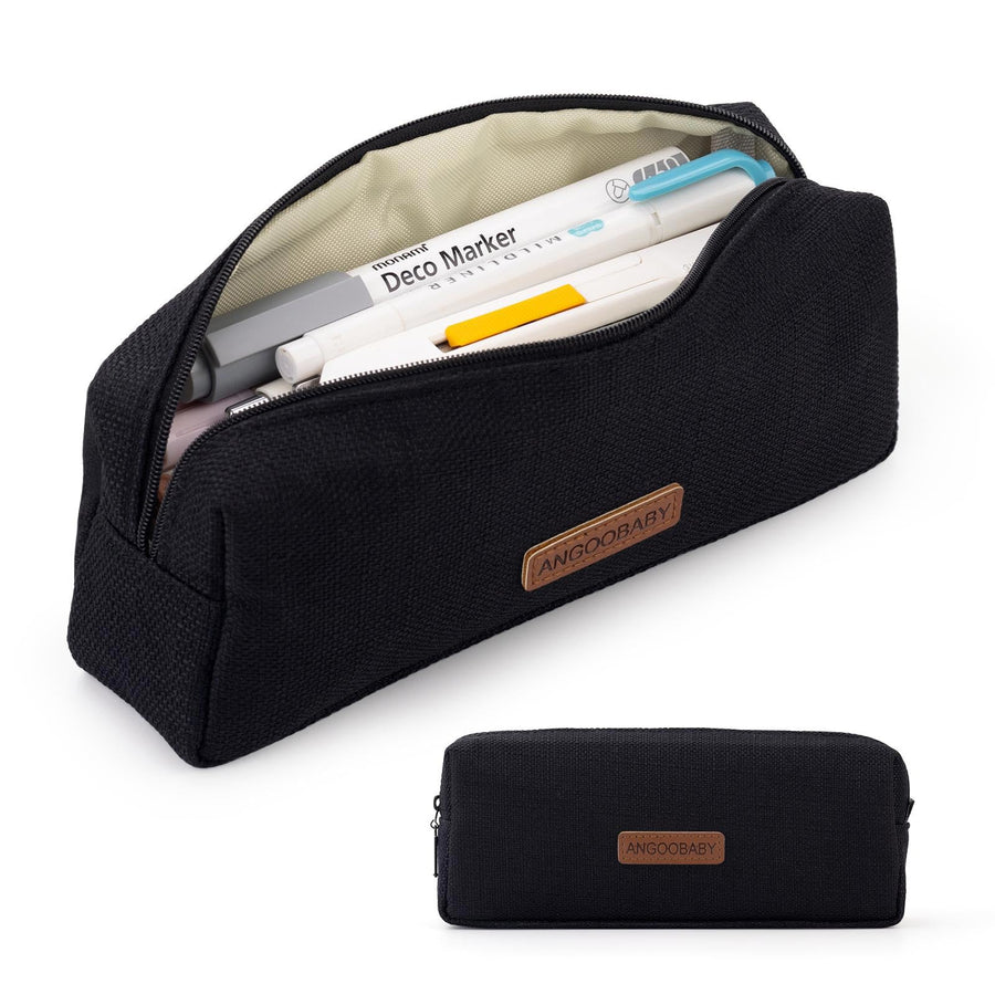 Small Pencil Case Student Pencil Pouch Coin Pouch Cosmetic Bag Office Stationery Organizer for Teen School - Black