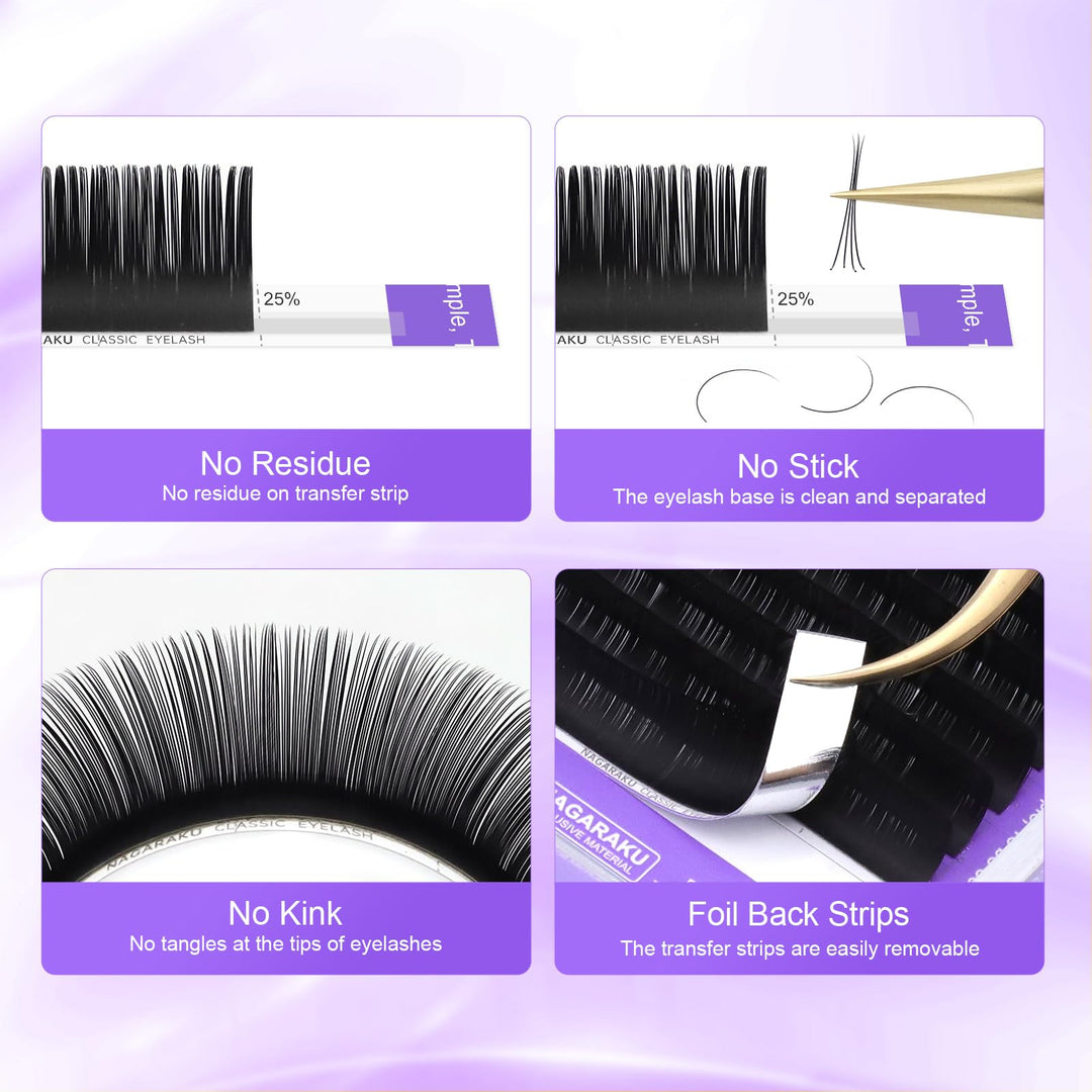 Eyelash Extensions 0.05mm D curl 7-15mm Mix Tray Individual Lashes Classic Matte Black Faux Mink 16 Rows Professional Beauty Salon Supplies