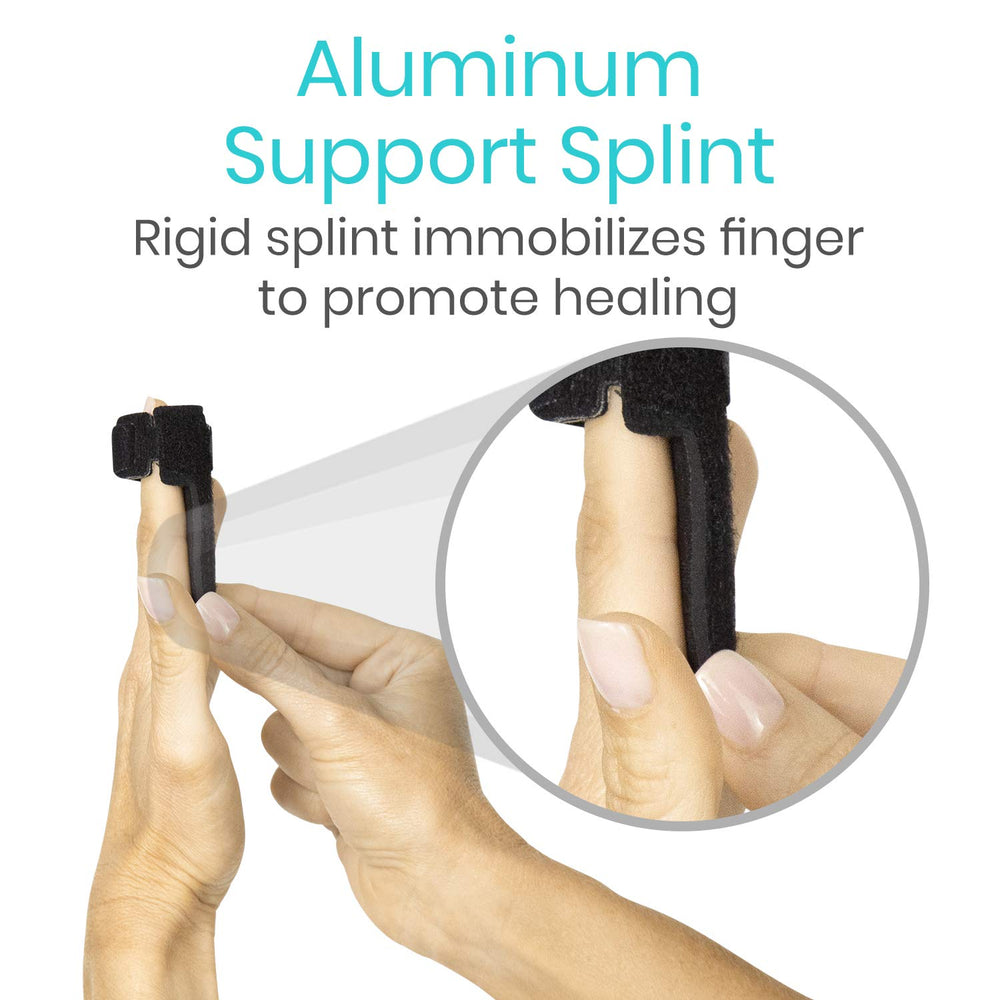 Trigger Finger Splint Brace - Middle, Pinky, Pointer, Ring and Thumb Support - Palm Strap Included - Straighten Curved or Broken Fingers - Adjustable, Breathable Fit - Aluminum Pain Relief Guard